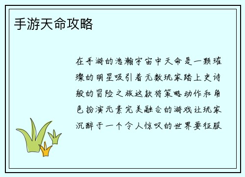 手游天命攻略